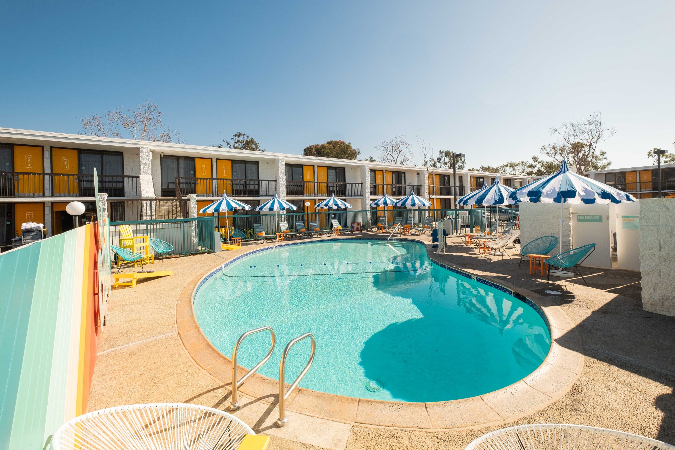 Pool area of the Rambler Motel